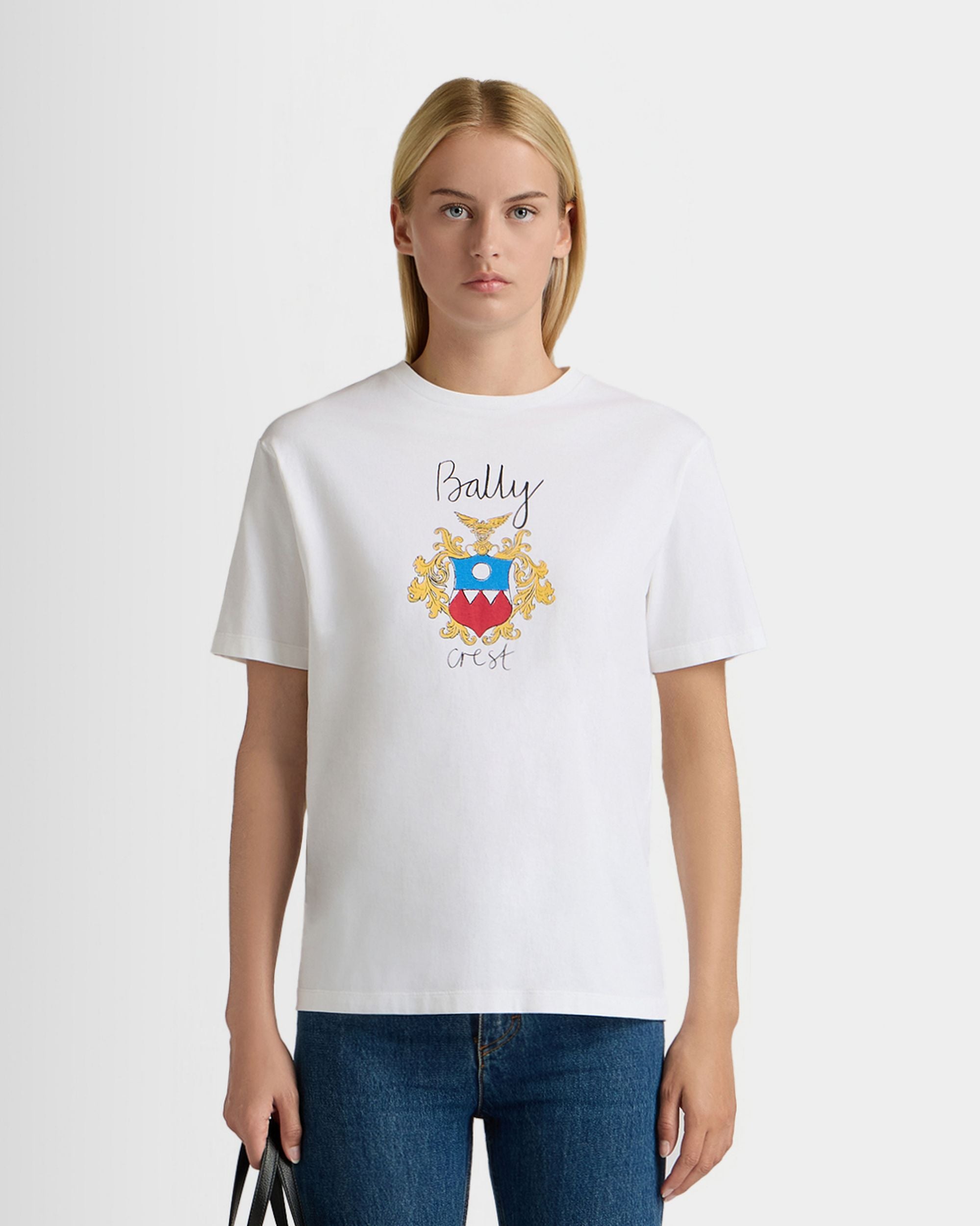 T-Shirt in White Cotton With a Bally Crest - Image 8