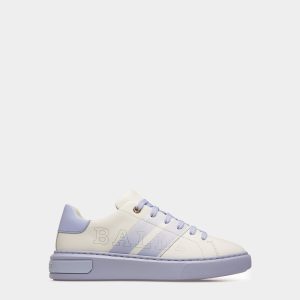 Myra Leather Sneakers In White & Lilac