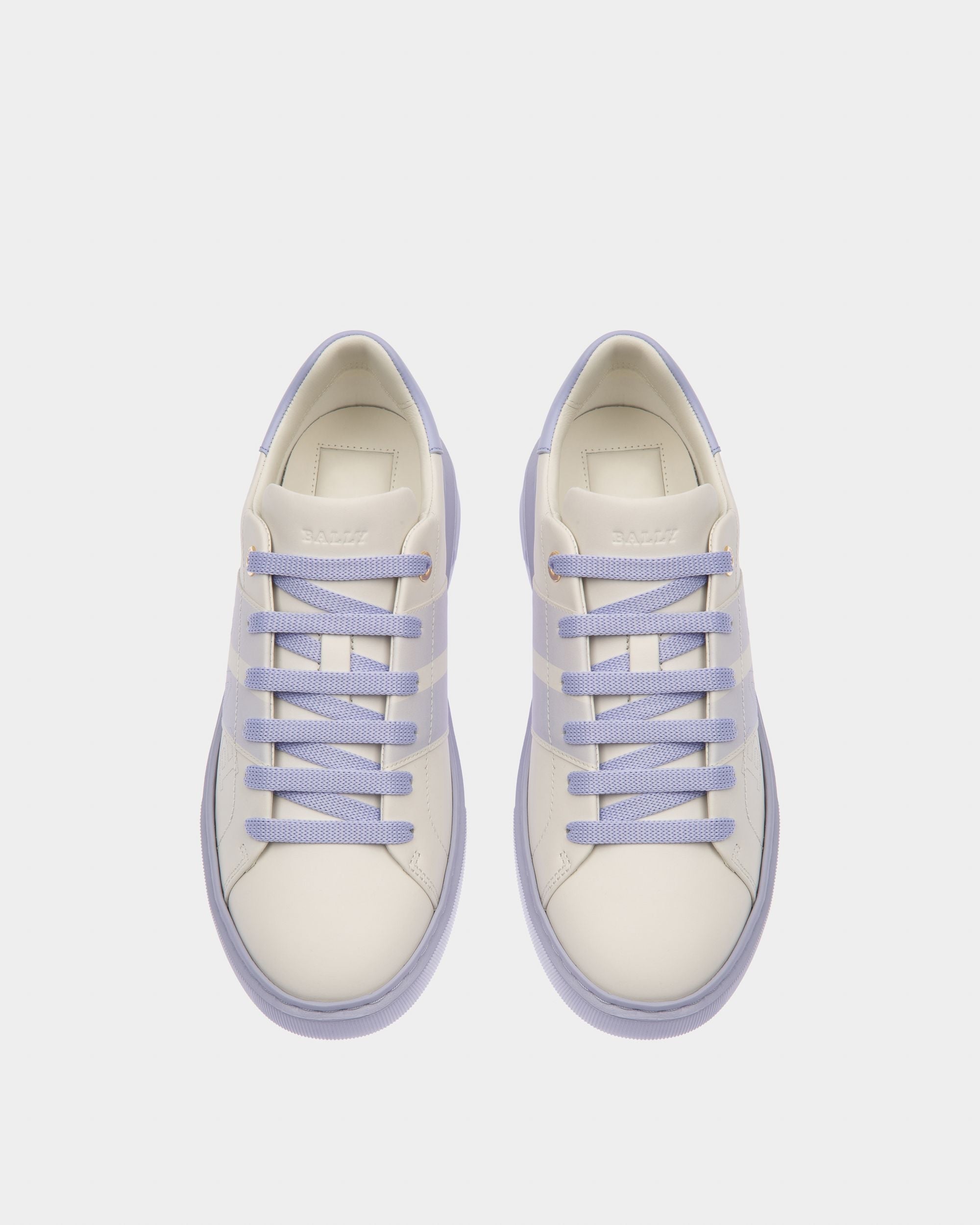 Myra Leather Sneakers In White & Lilac - Image 2