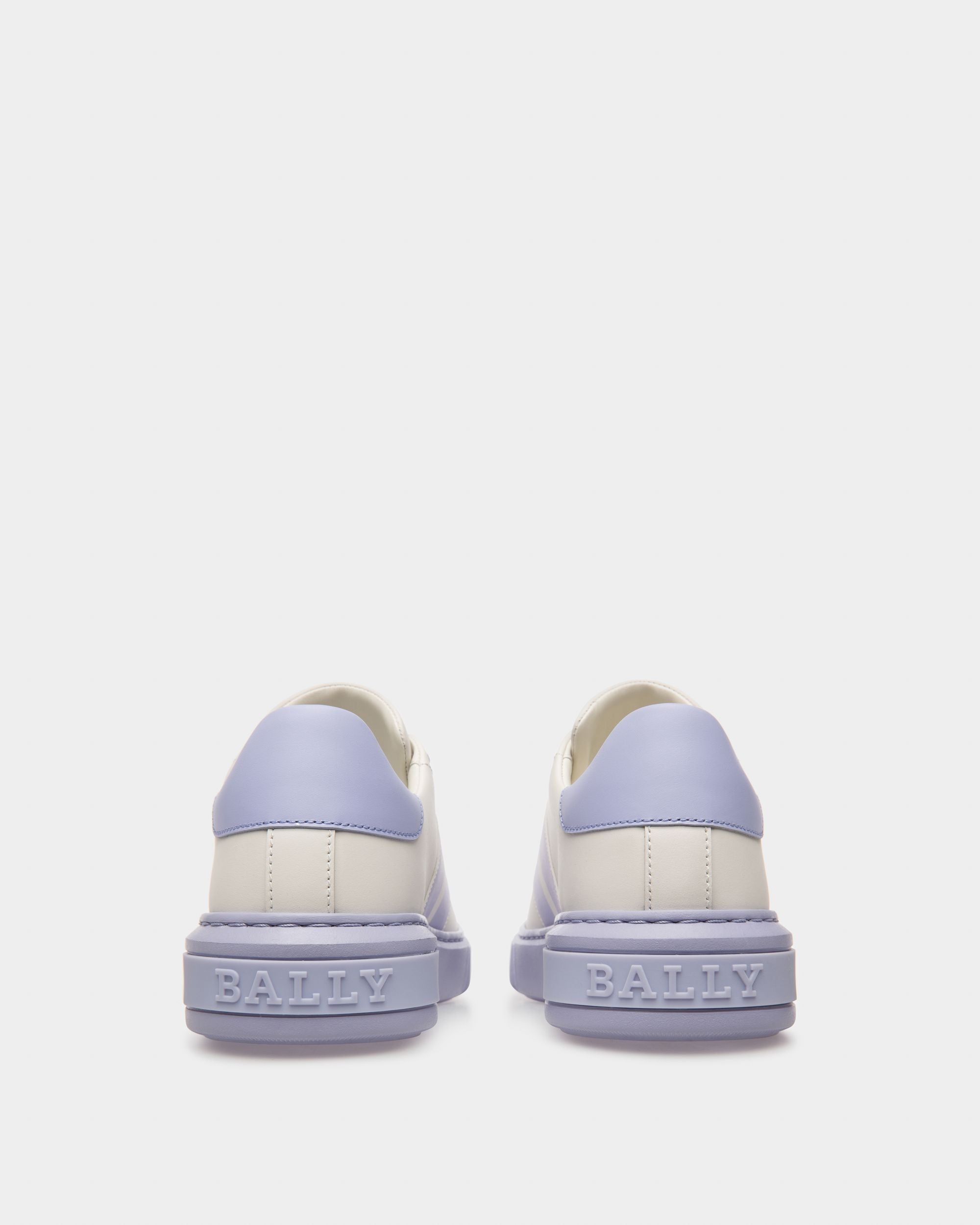 Myra Leather Sneakers In White & Lilac - Image 4