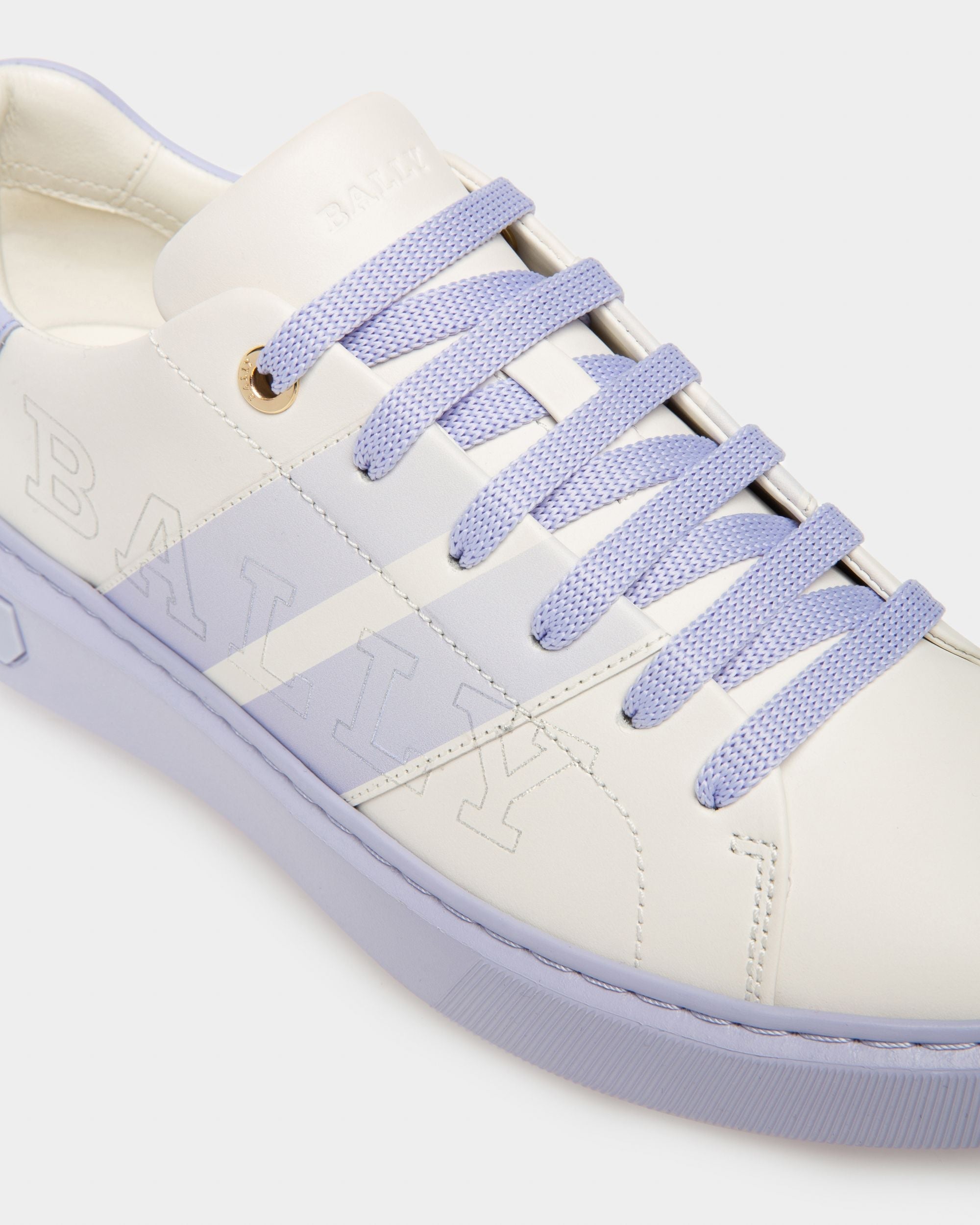 Myra Leather Sneakers In White & Lilac - Image 6