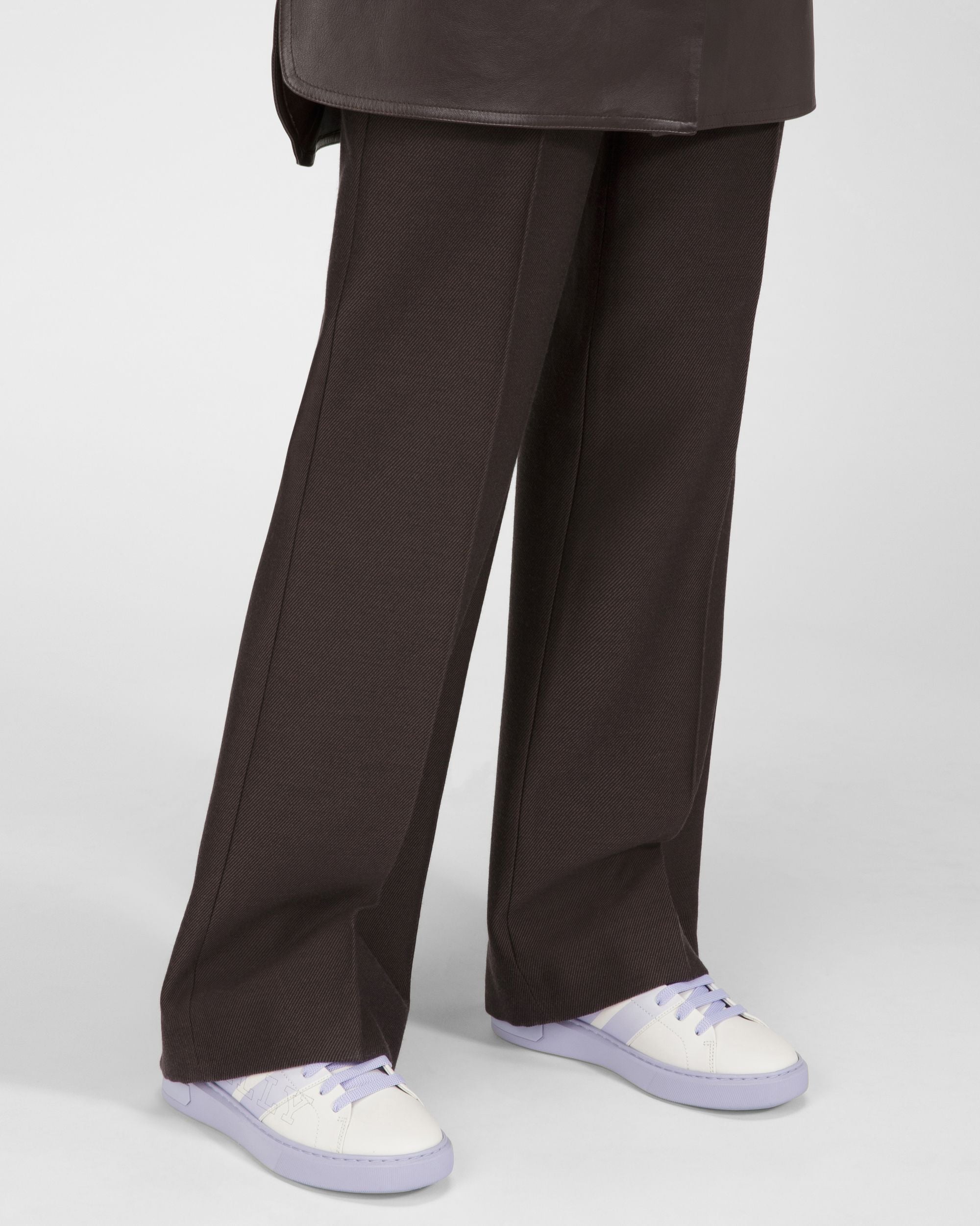 Myra Leather Sneakers In White & Lilac - Image 7