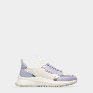 Deven Leather Sneakers In White & Lilac