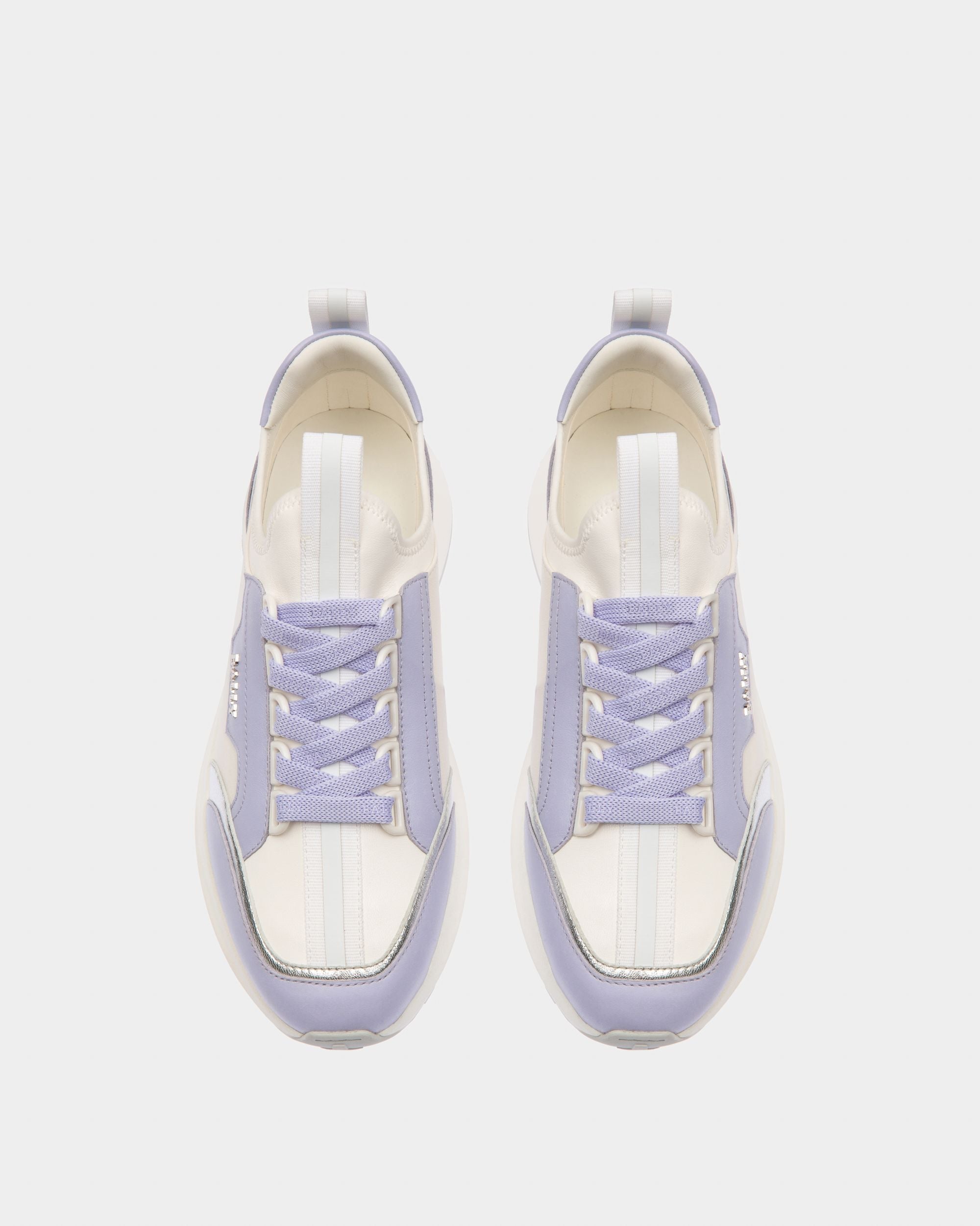 Deven Leather Sneakers In White & Lilac - Image 3