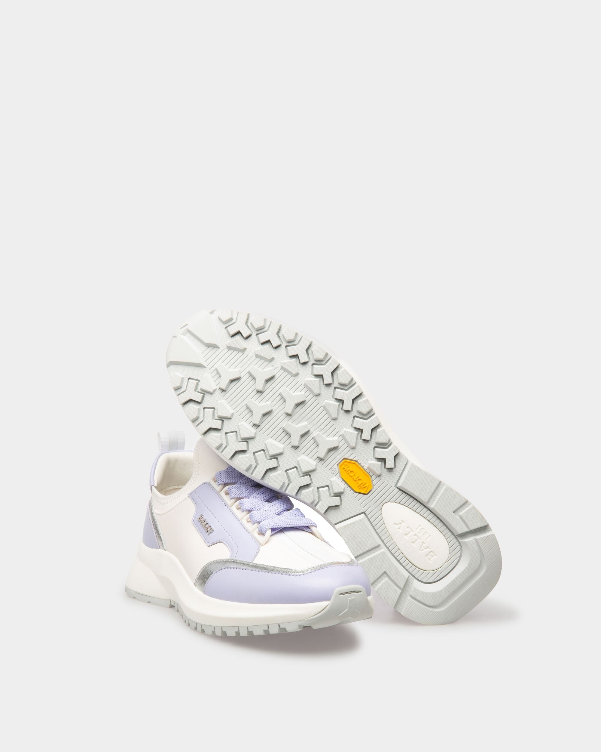 Deven Leather Sneakers In White & Lilac - Image 5