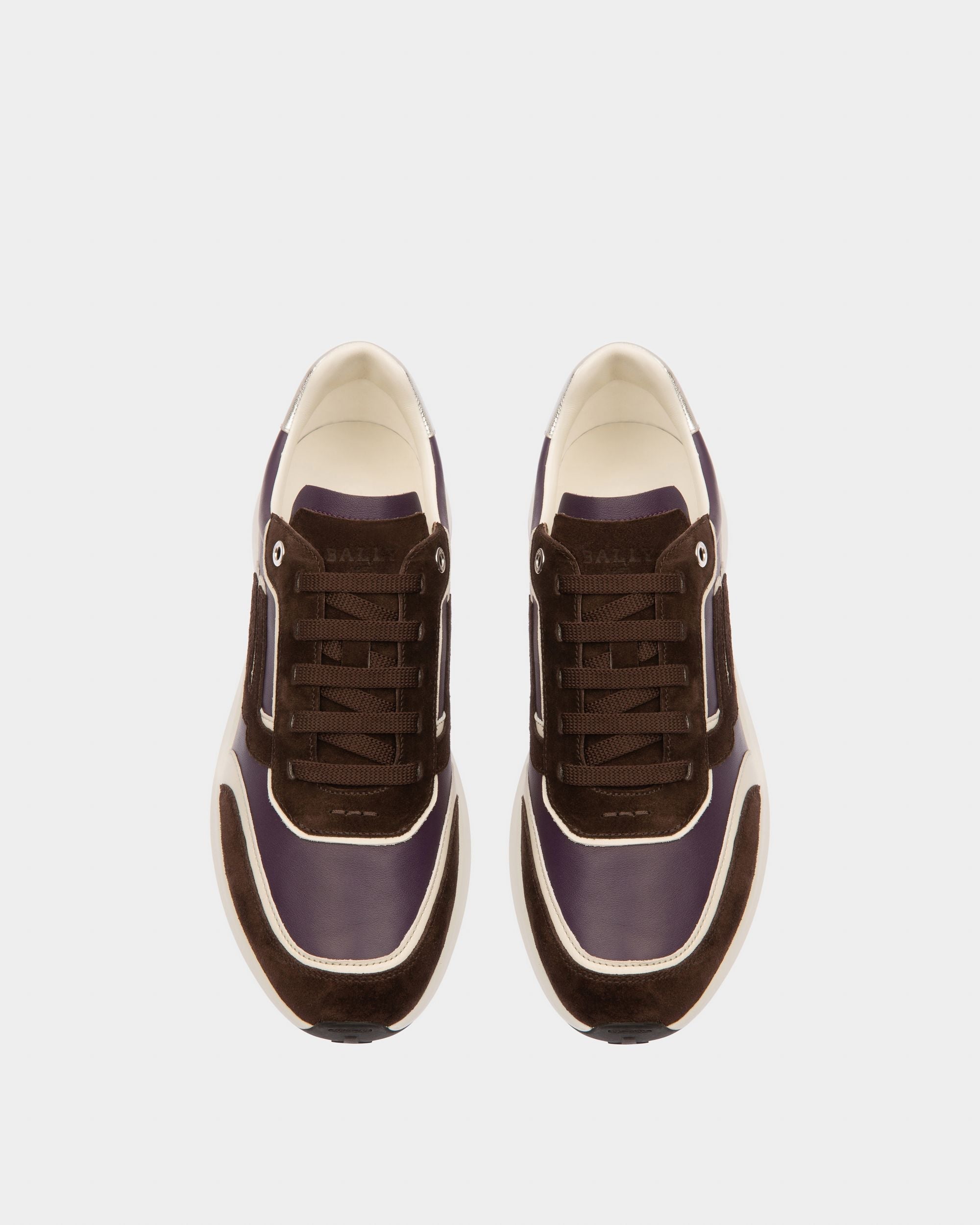 Demmy Leather Sneakers In Ebony Brown And Purple - Image 2