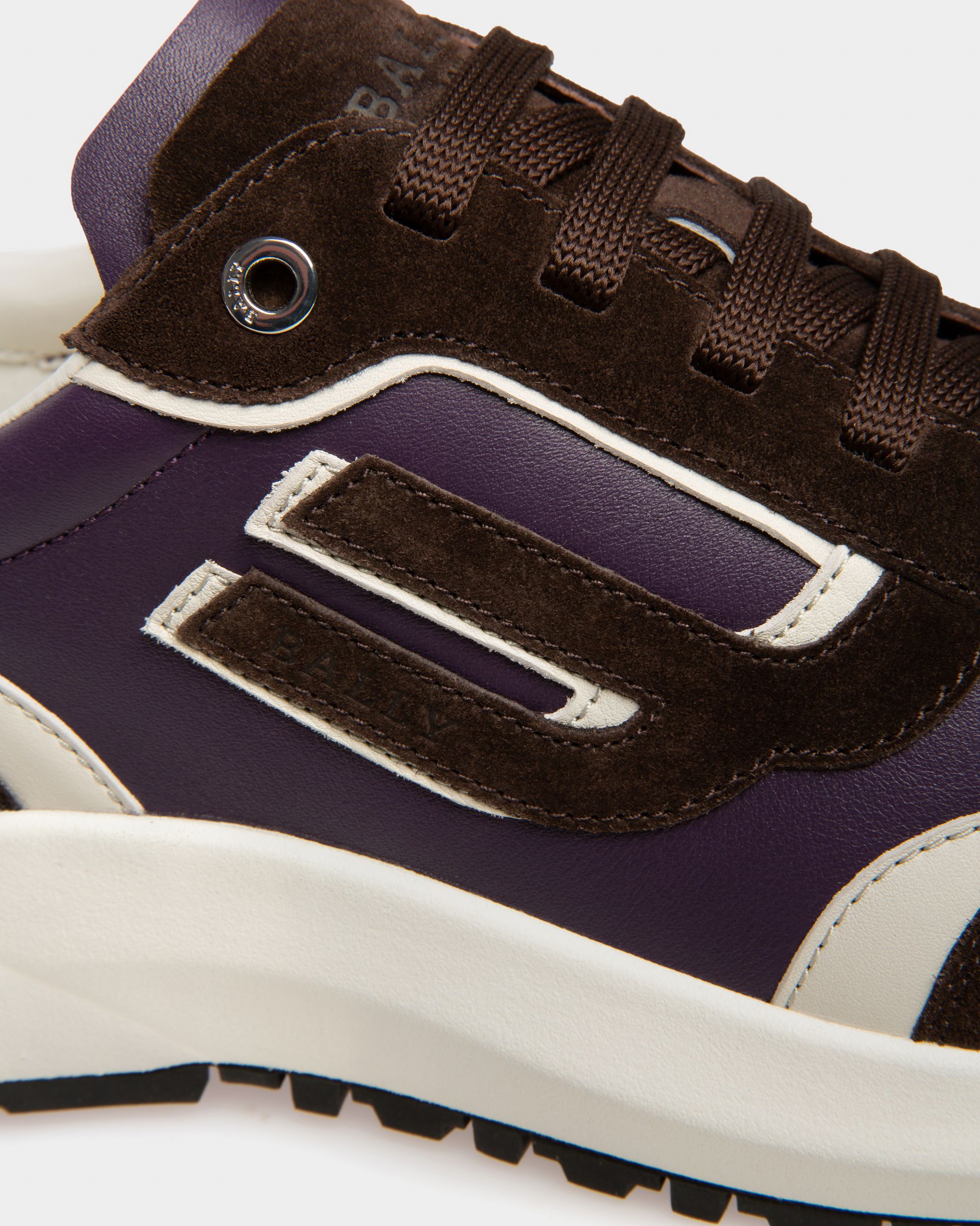 Demmy Leather Sneakers In Ebony Brown And Purple - Image 7