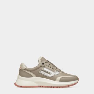 Demmy Leather Sneakers In Gray And Dusty White