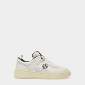 Raise Sneakers In White And Green Leather