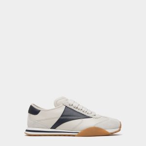 Sussex Sneaker In White And Navy Blue Leather