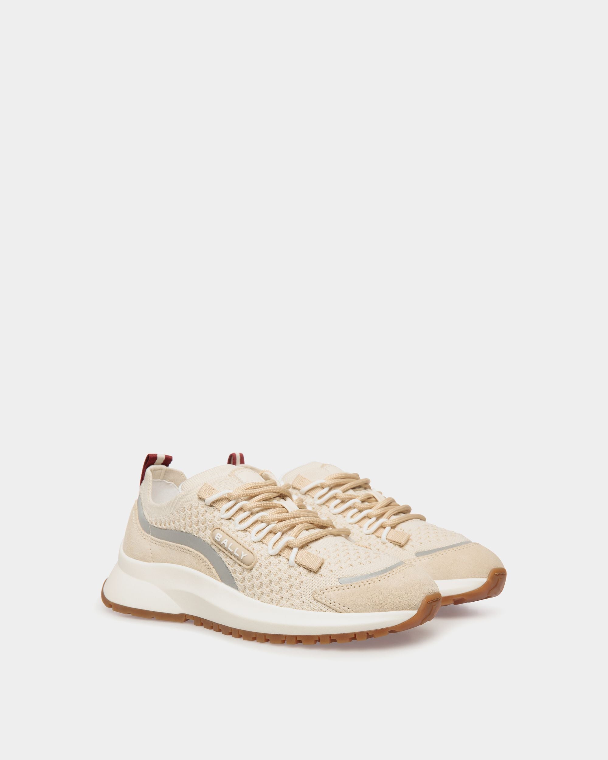 Outline Sneaker in Ivory and Champagne Knit - Image 3