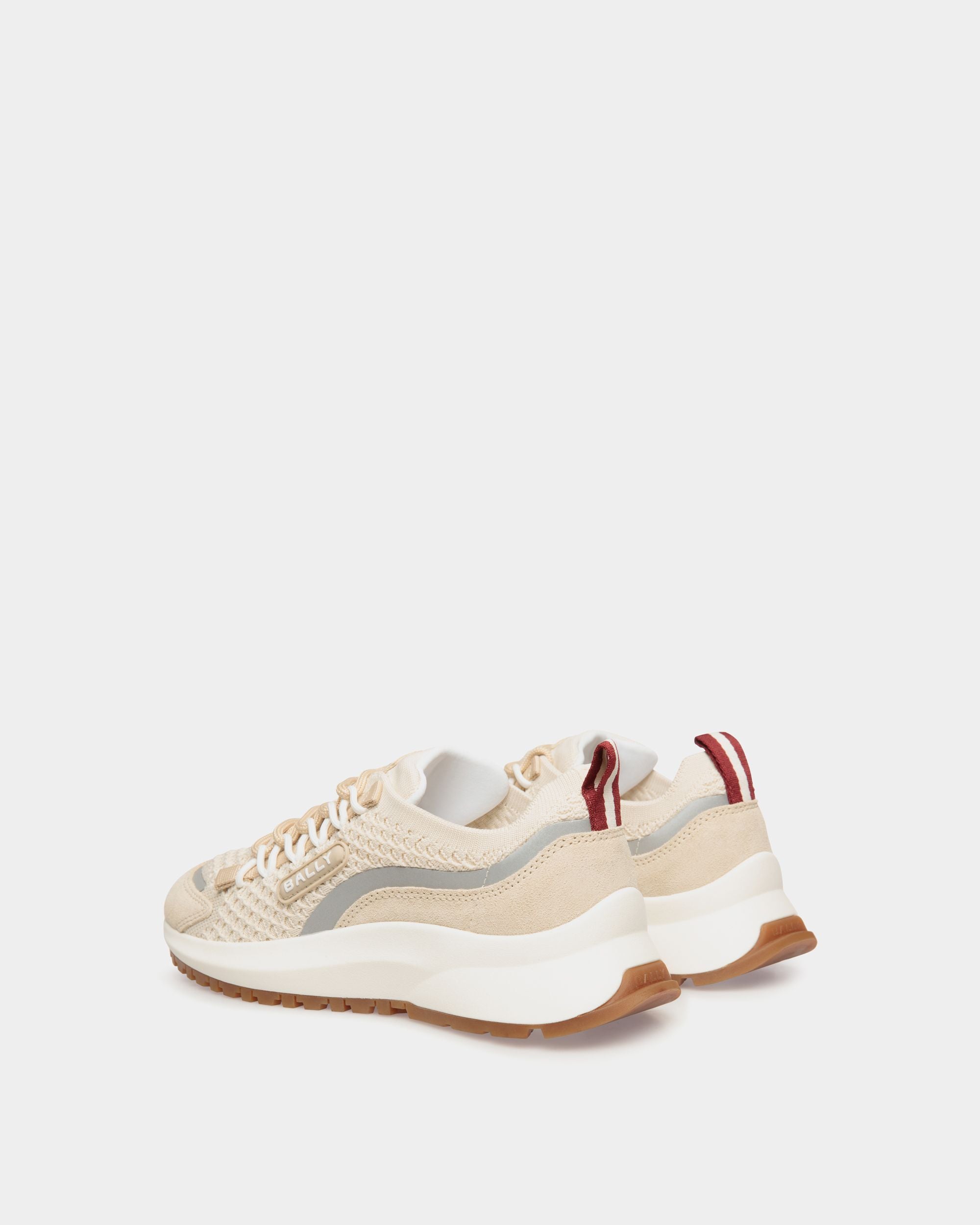 Outline Sneaker in Ivory and Champagne Knit - Image 4