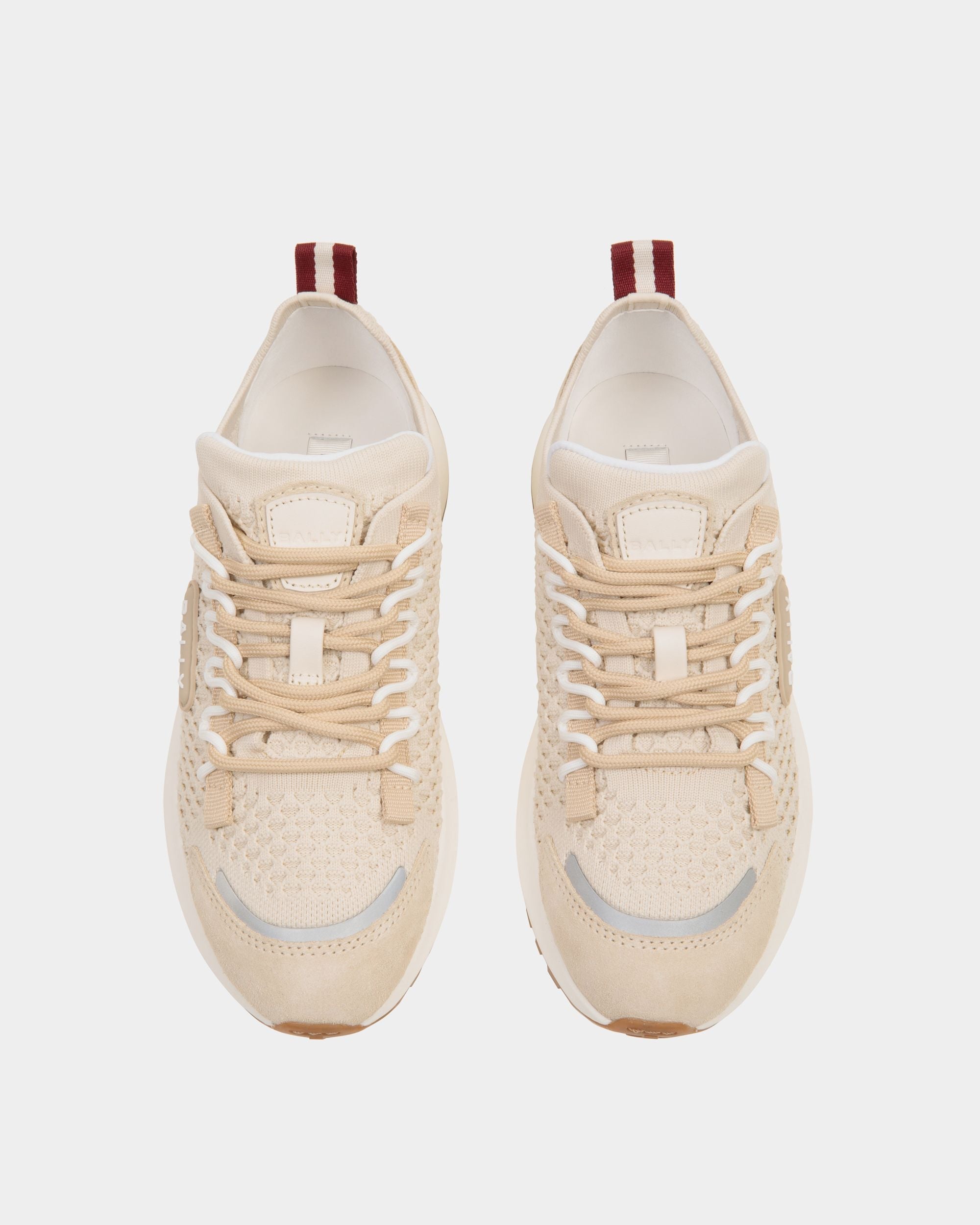Outline Sneaker in Ivory and Champagne Knit - Image 5