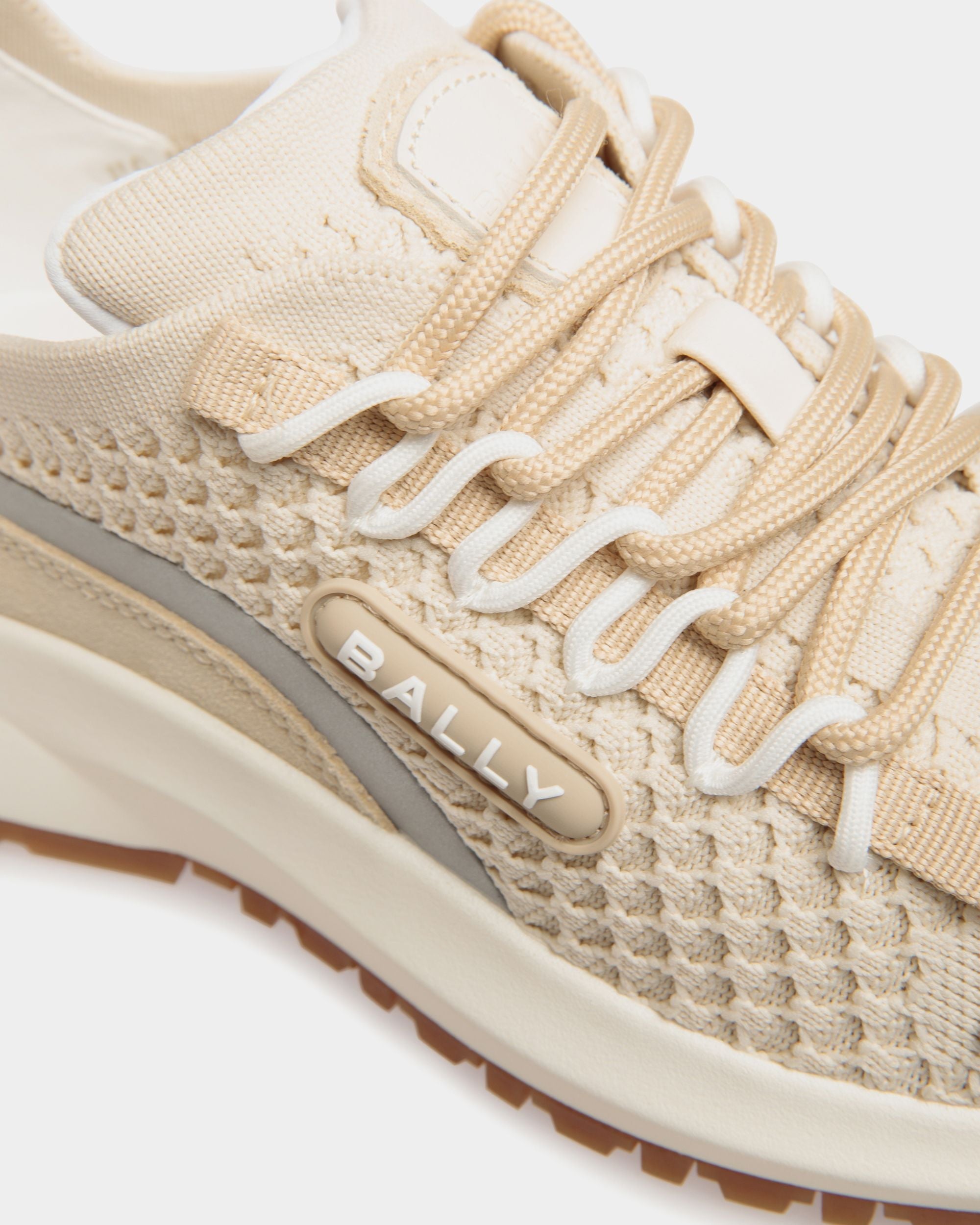 Outline Sneaker in Ivory and Champagne Knit - Image 6