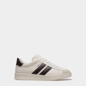 Tennis Sneaker in White and Black Leather