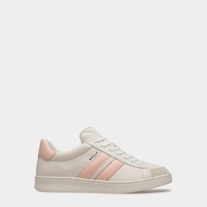Tennis Sneaker in White and Baby Pink Leather