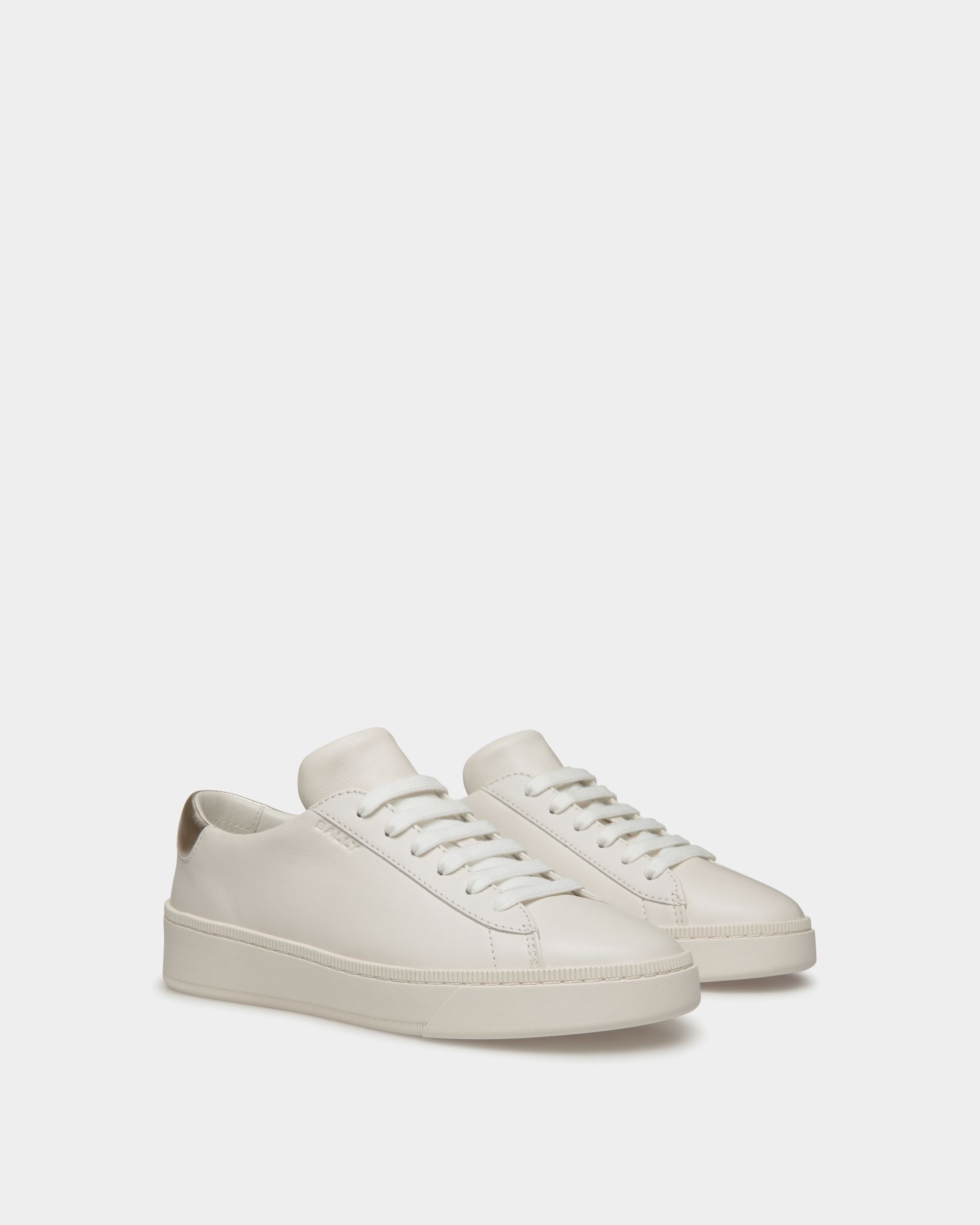 Raise Sneaker In White And Gold Leather - Image 3