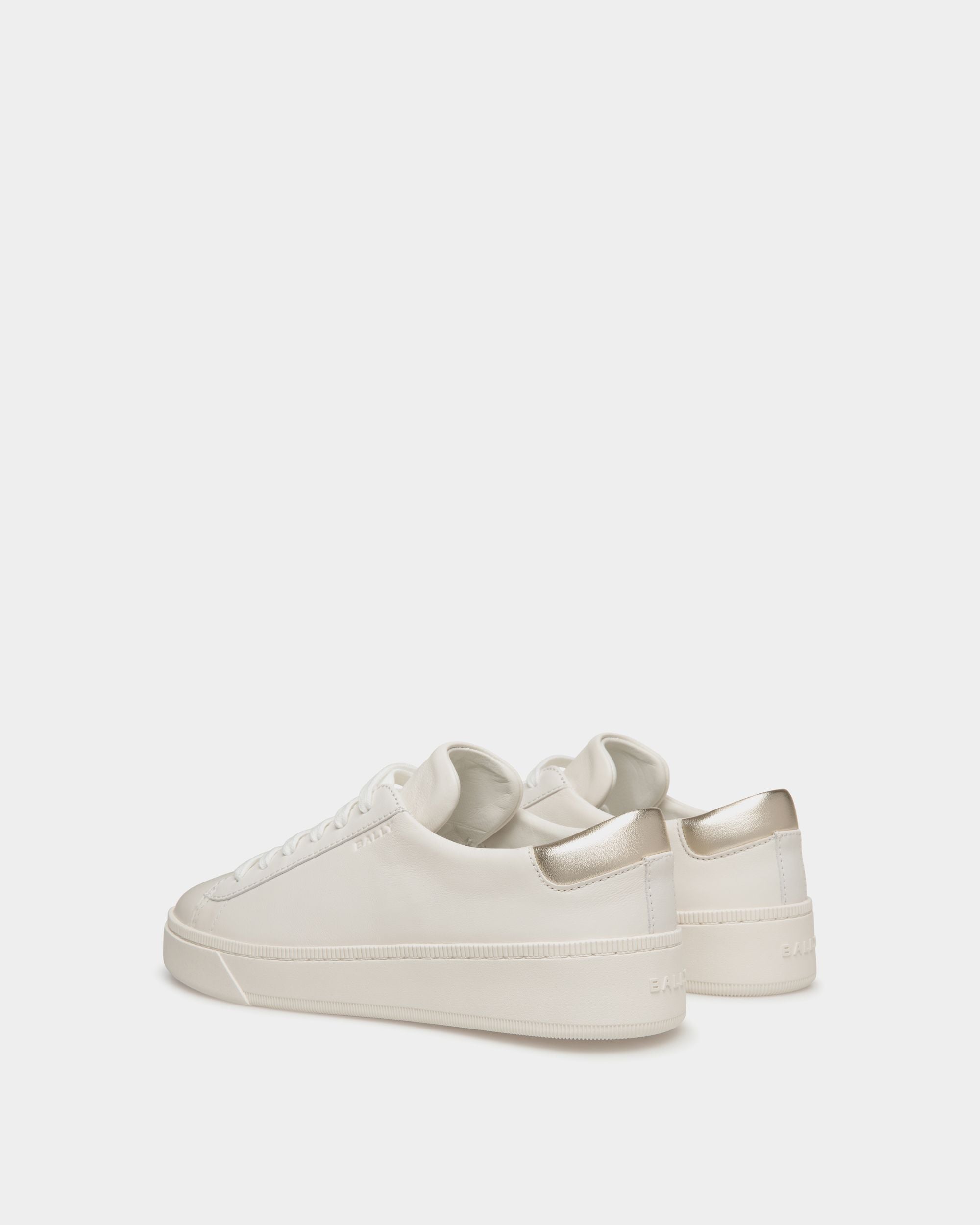 Raise Sneaker In White And Gold Leather - Image 4