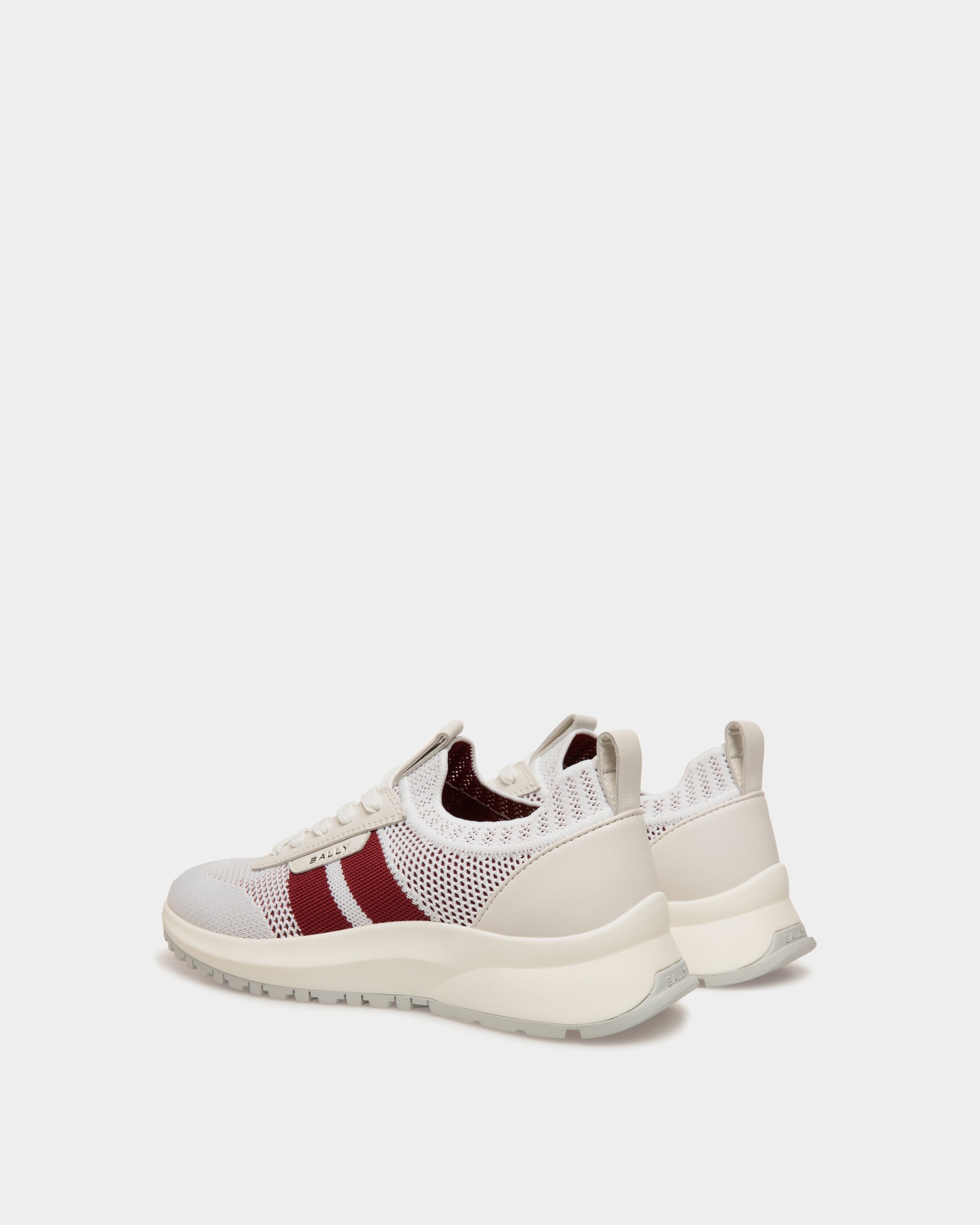 Outline Sneaker in White and Red Knit - Image 3