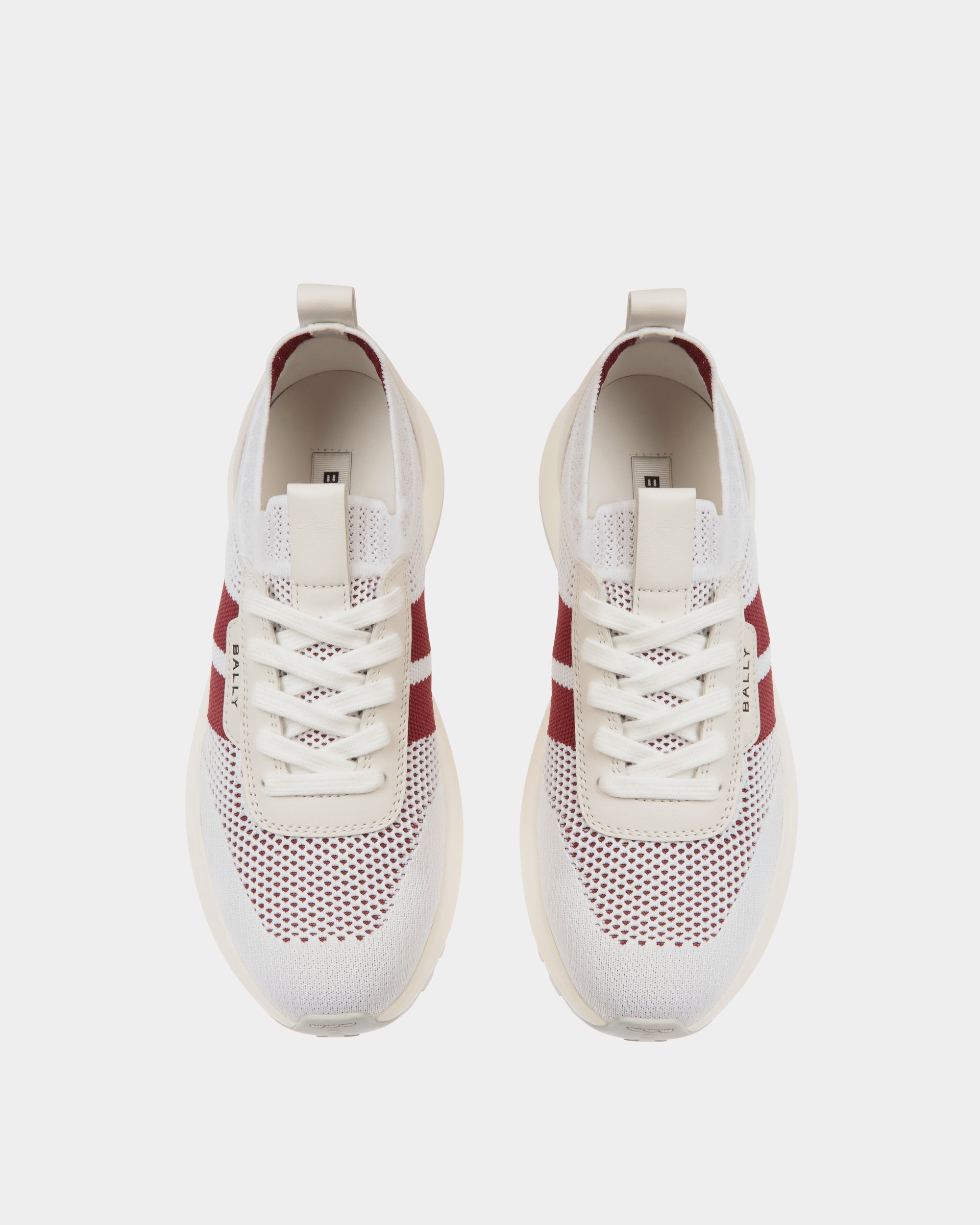 Outline Sneaker in White and Red Knit - Image 4