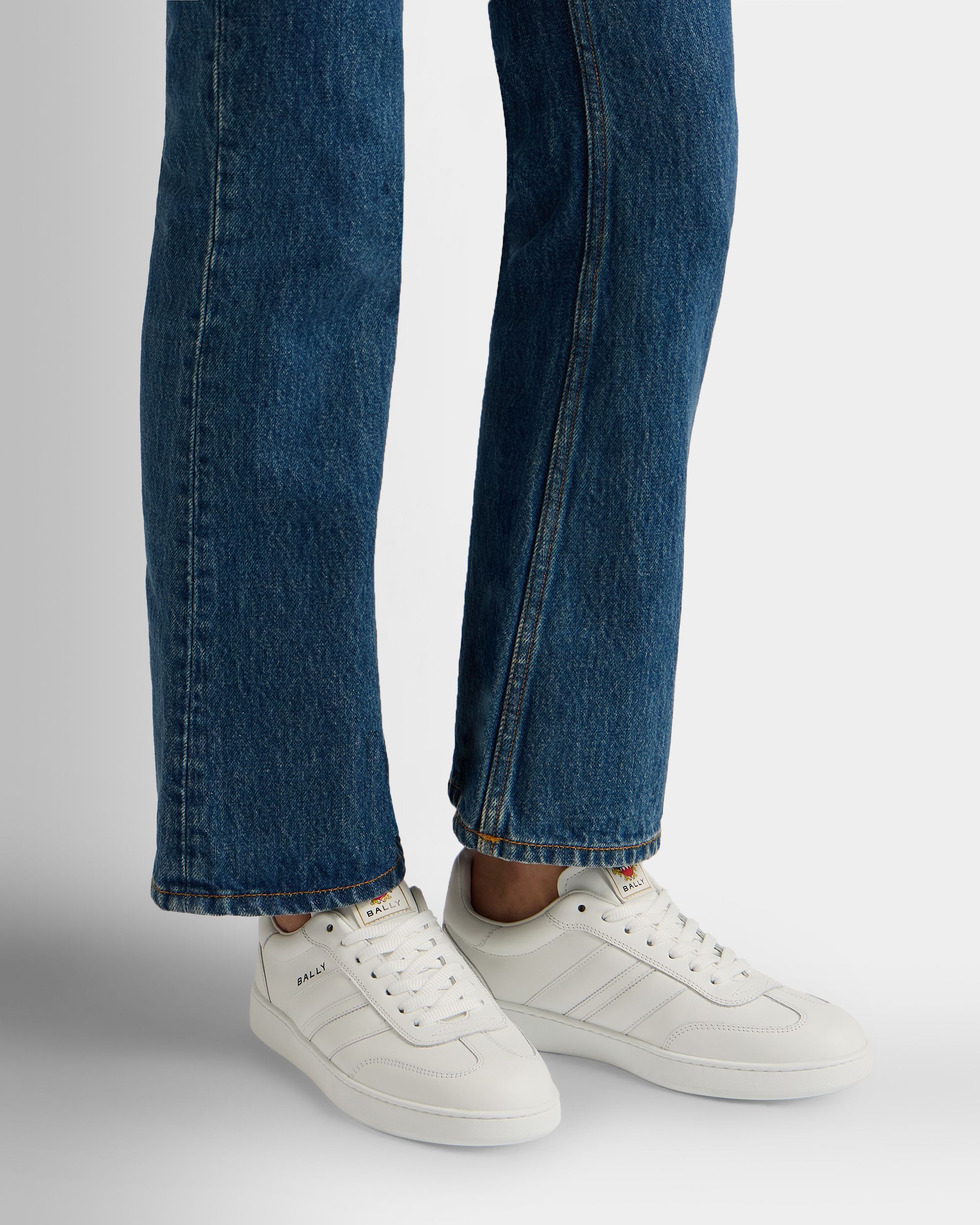 Retro Crest Sneaker in White Leather - Image 2