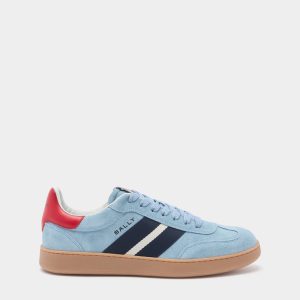 Retro Crest Sneaker in Light Blue Suede