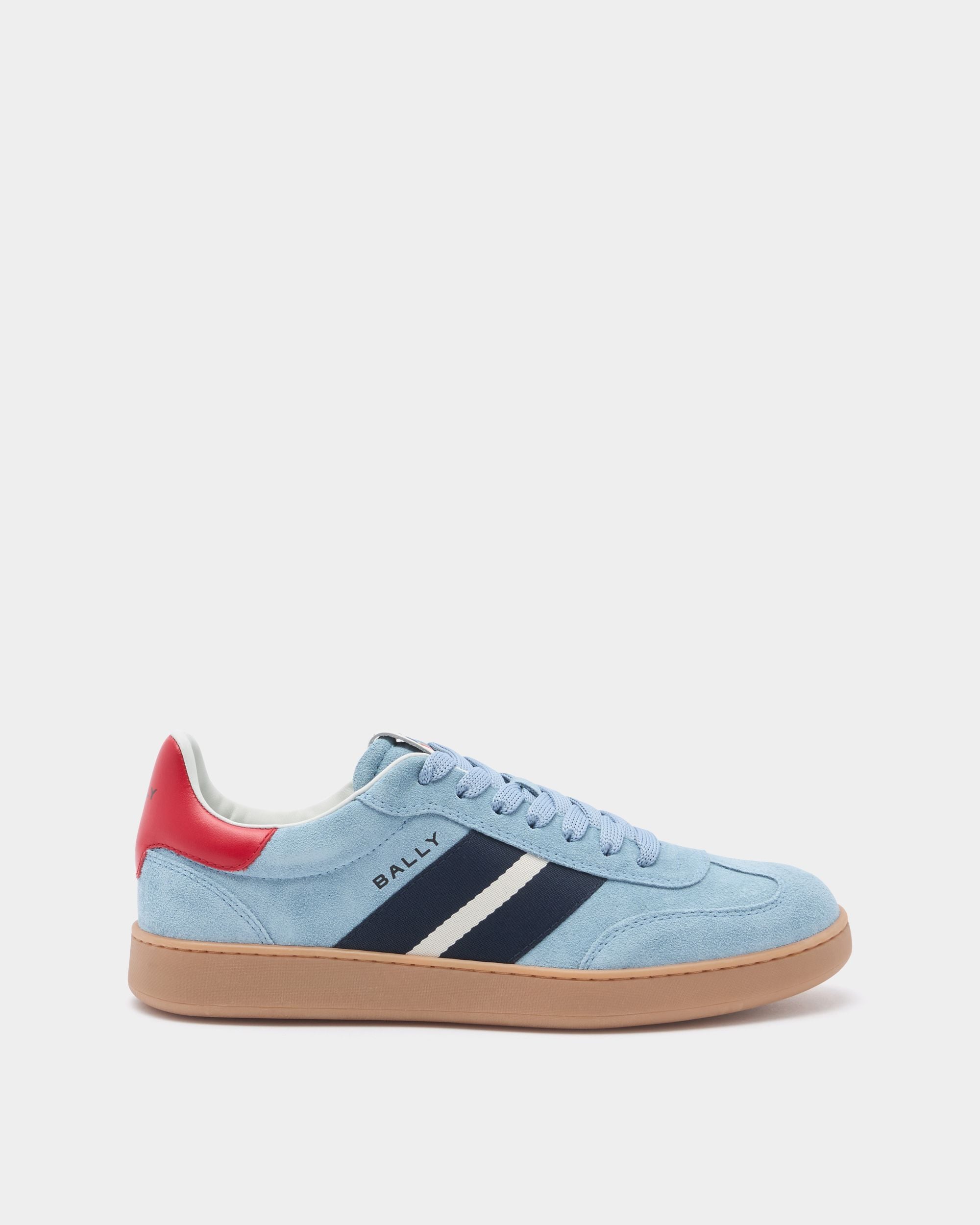 Retro Crest Sneaker in Light Blue Suede