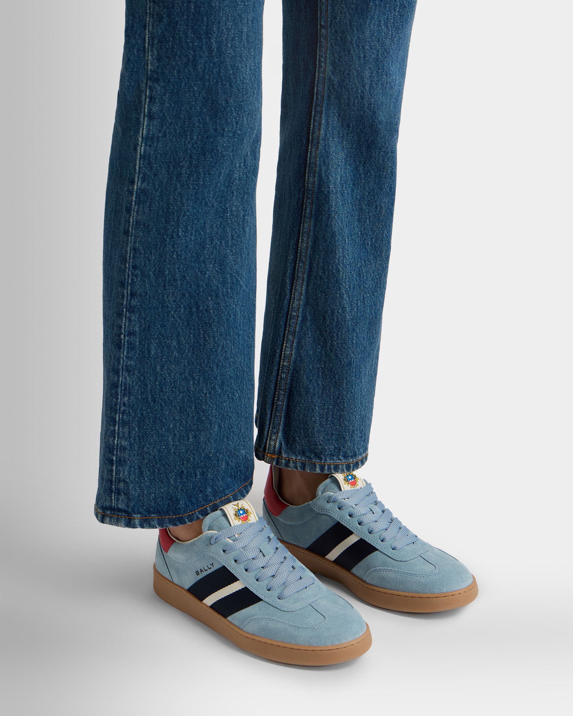 Retro Crest Sneaker in Light Blue Suede - Image 2