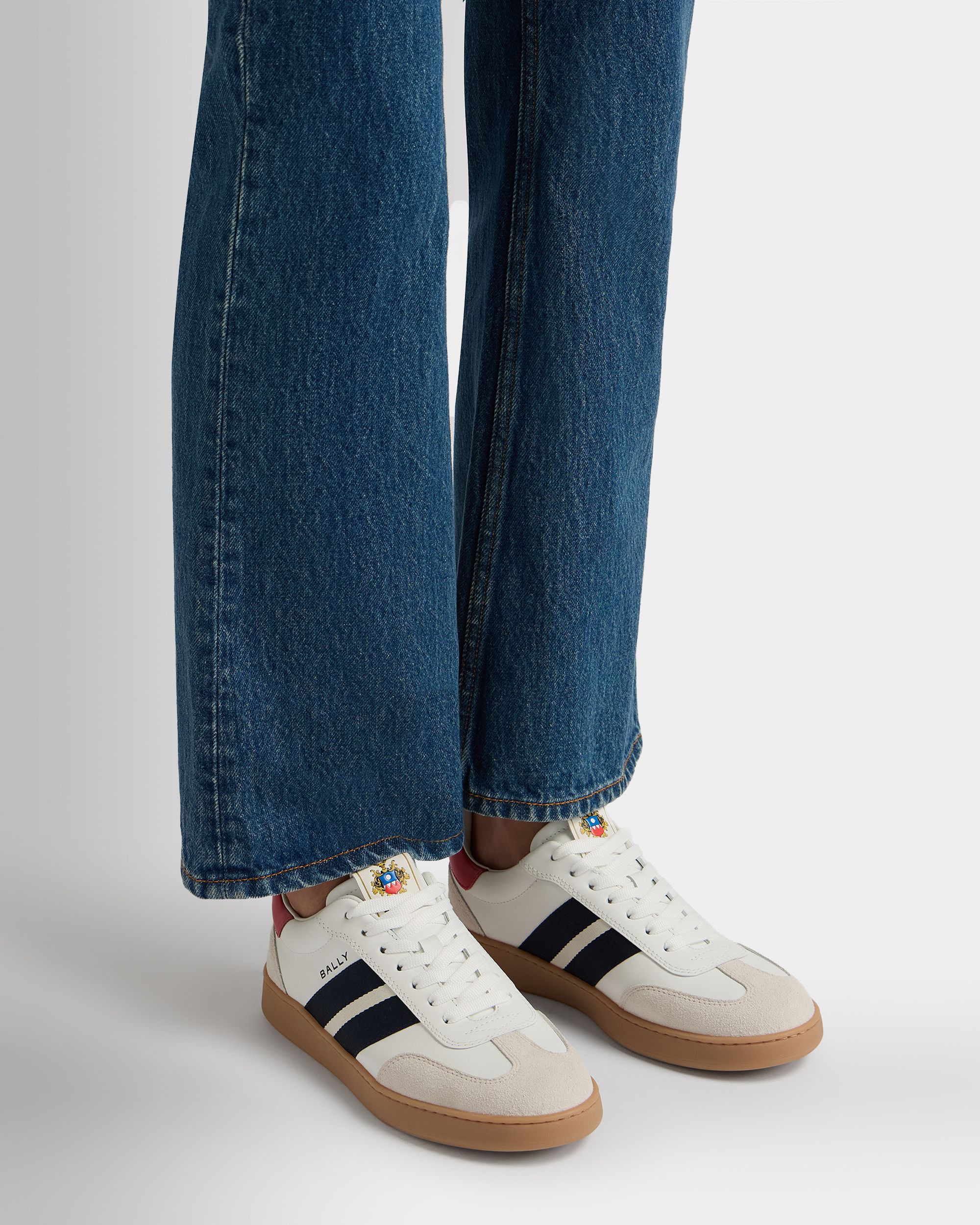 Retro Crest Sneaker in White Leather - Image 2