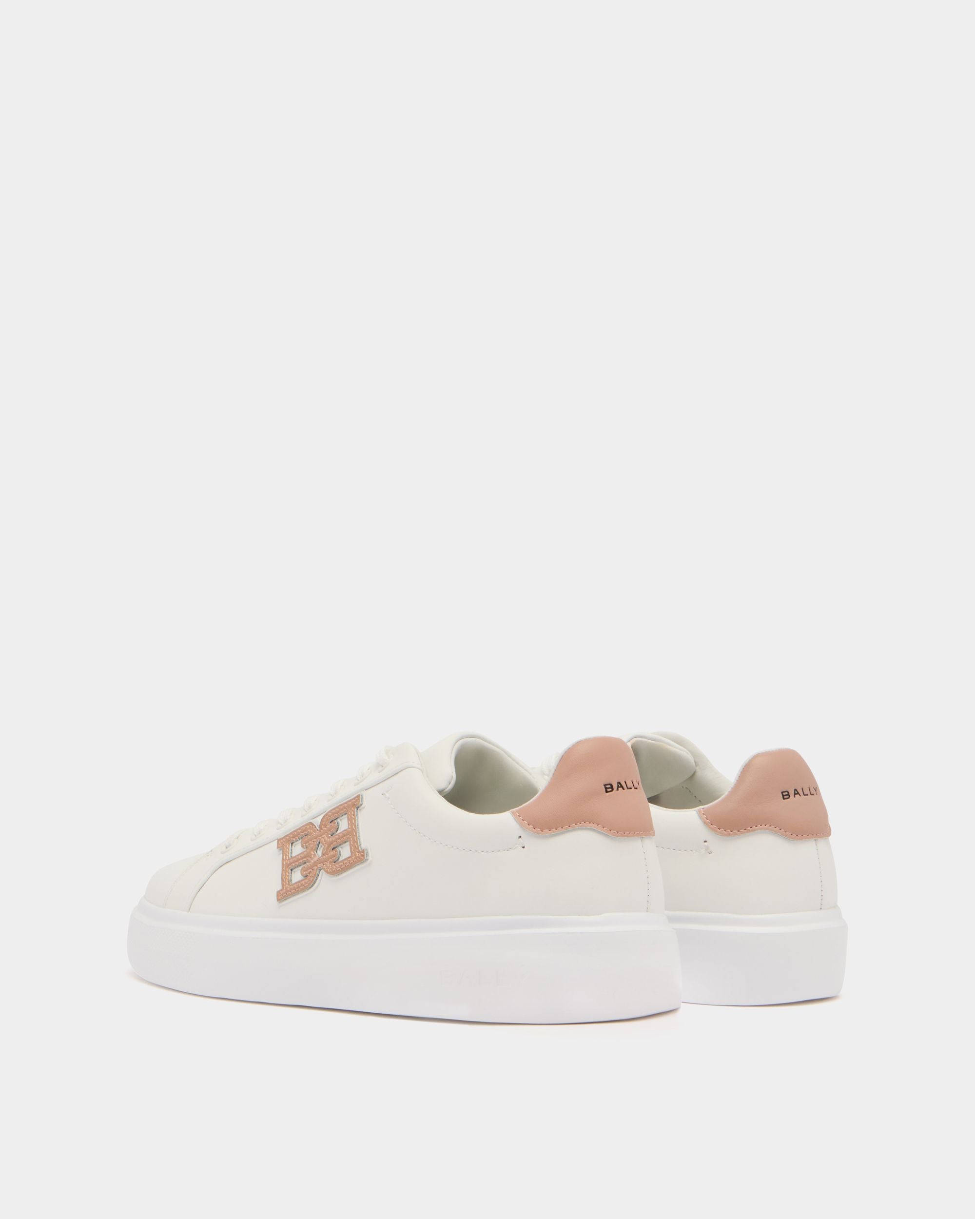 Blayze Sneaker in White and Light Pink Leather - Image 3