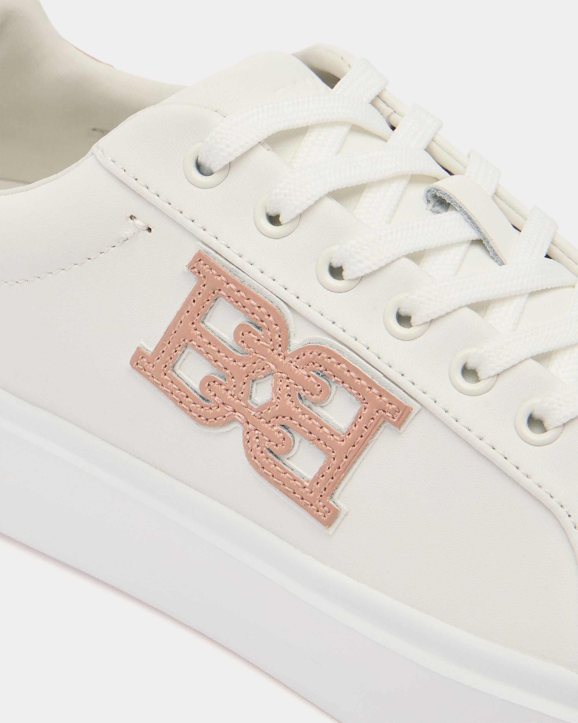 Blayze Sneaker in White and Light Pink Leather - Image 5