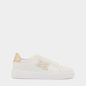 Blayze Sneaker in White and Gold Leather