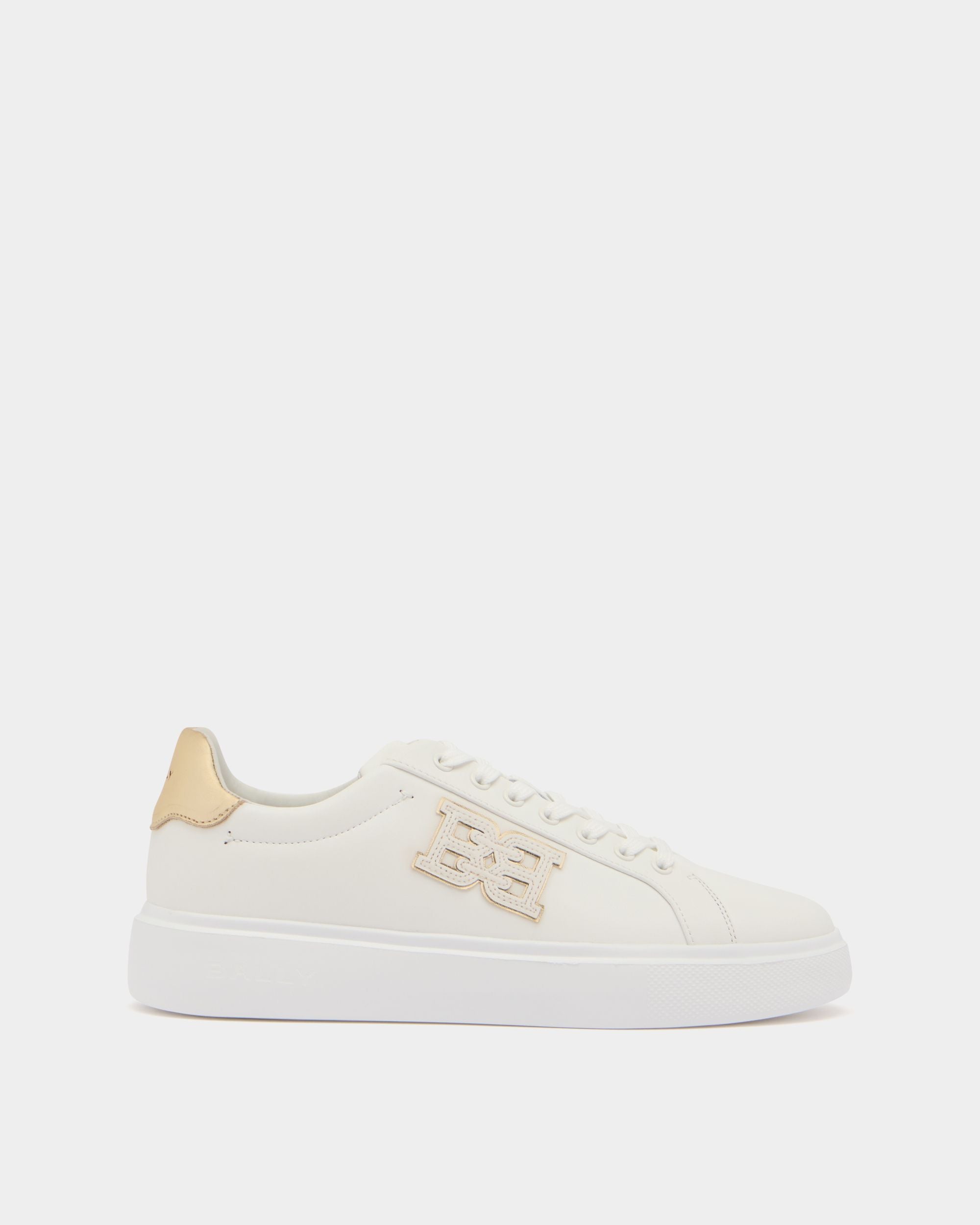Blayze Sneaker in White and Gold Leather