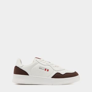 Jasper Sneaker in White and Brown Leather