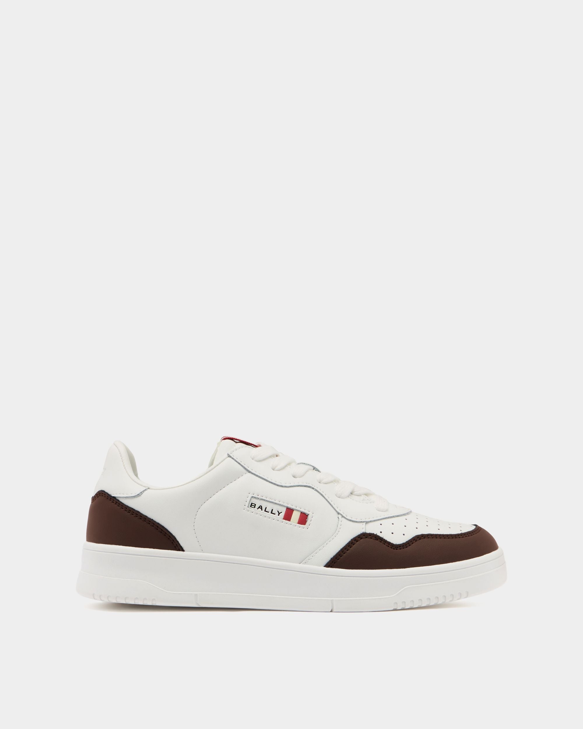 Jasper Sneaker in White and Brown Leather
