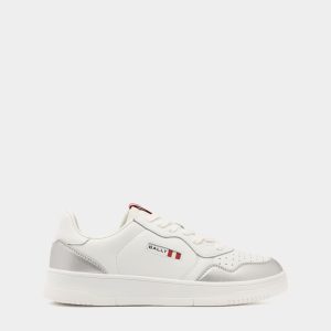 Jasper Sneaker in White and Silver Leather