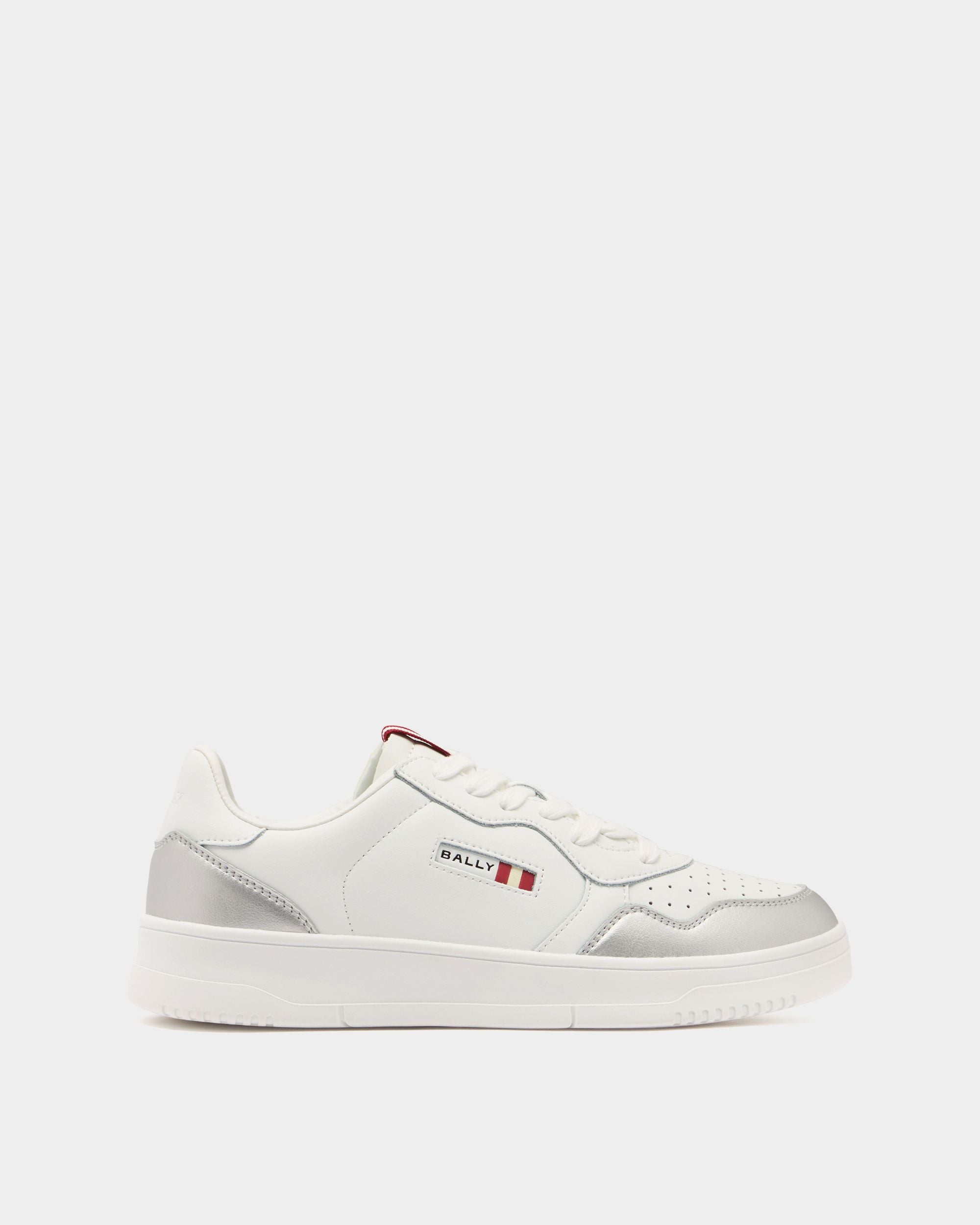 Jasper Sneaker in White and Silver Leather