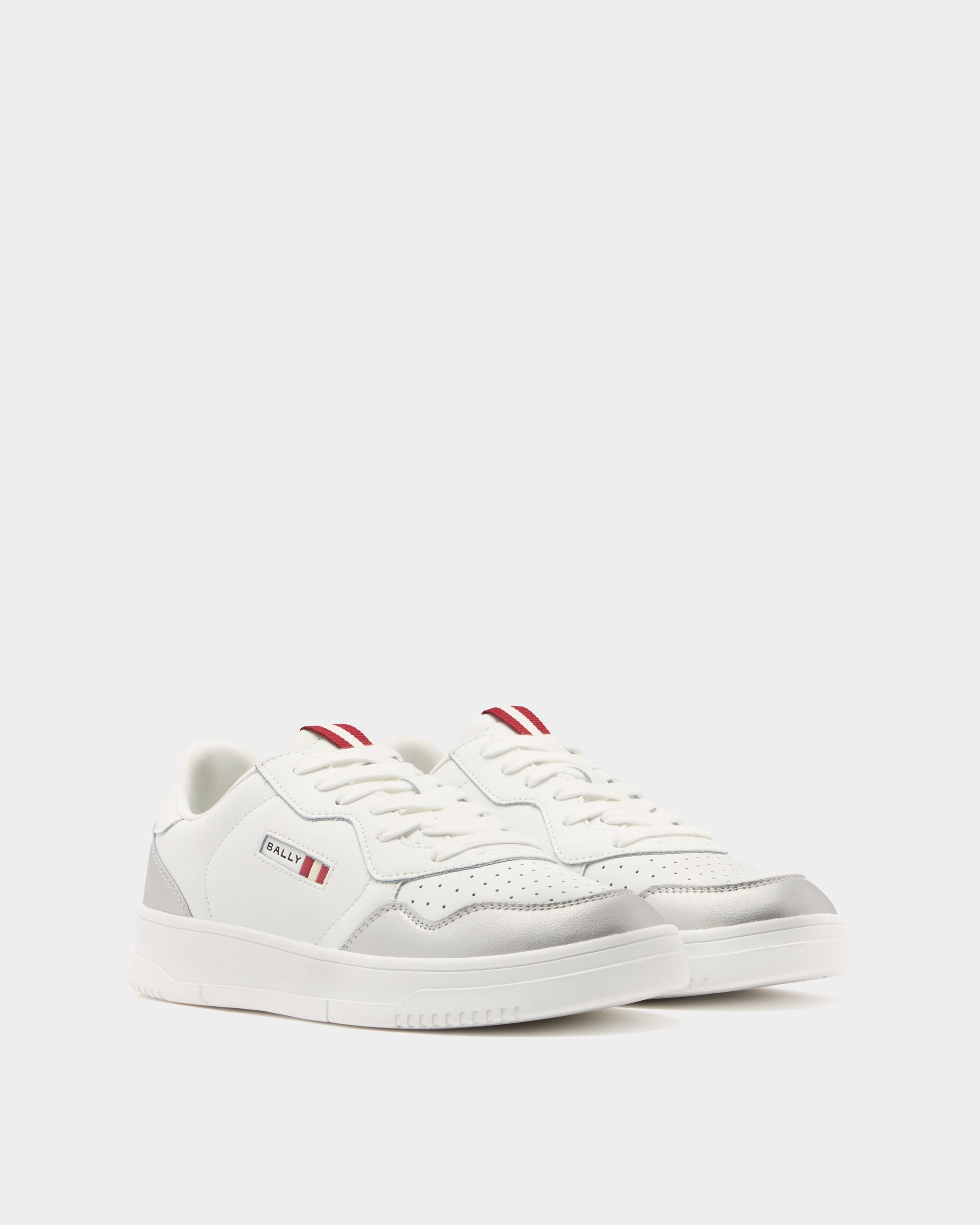 Jasper Sneaker in White and Silver Leather - Image 3