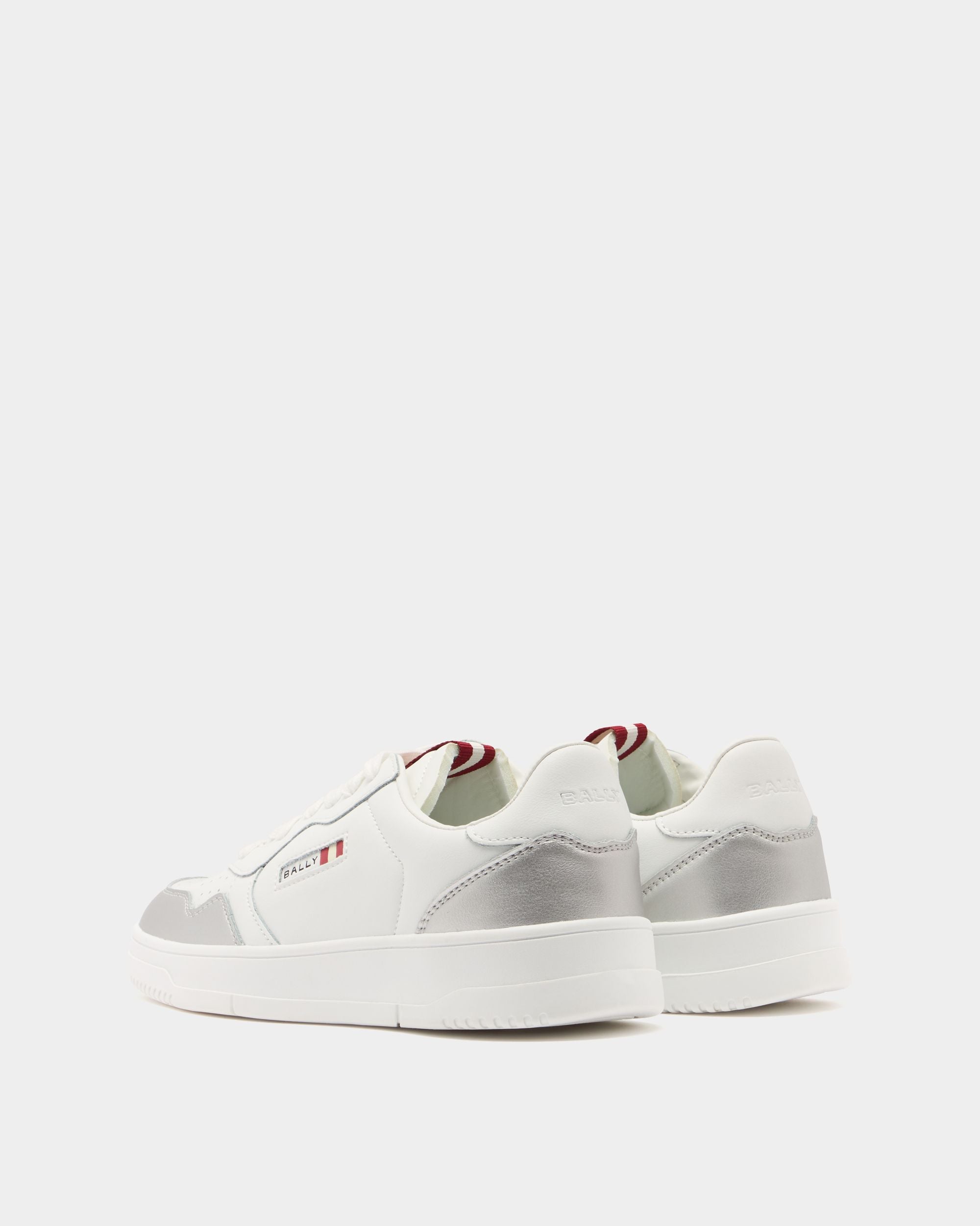 Jasper Sneaker in White and Silver Leather - Image 4