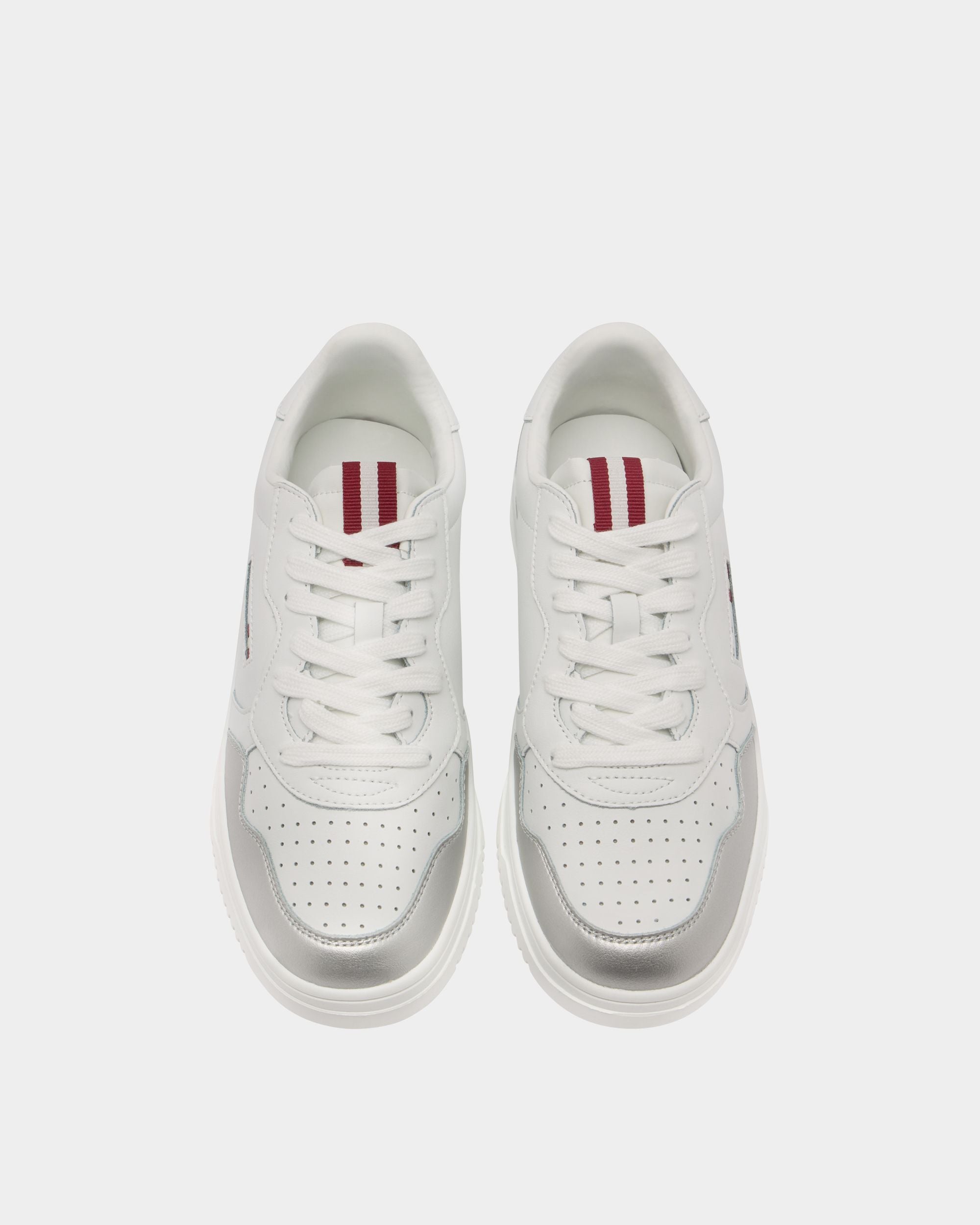 Jasper Sneaker in White and Silver Leather - Image 5