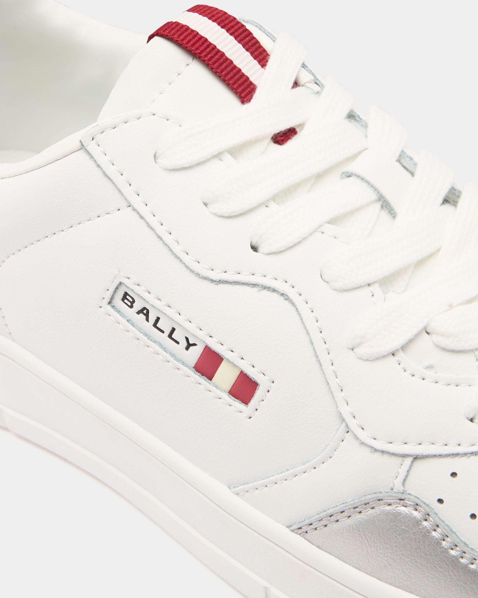 Jasper Sneaker in White and Silver Leather - Image 6