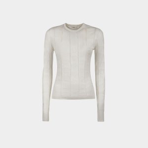 Crewneck Top In A Beige Silk Blend