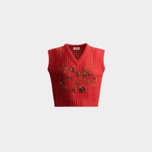Vest In Red Cashmere