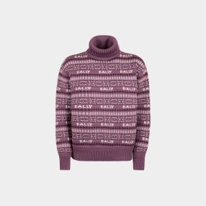 Turtleneck Sweater In Purple Wool