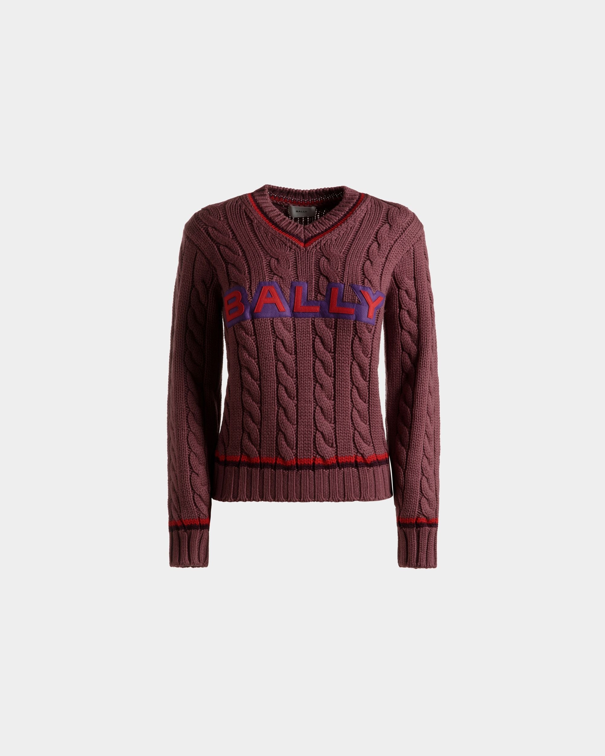 V-Neck Sweater In Light Pink Wool