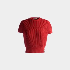 Knit Top in Candy Red Cotton