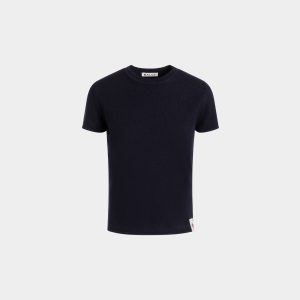 Knit Top In Navy Blue Cashmere