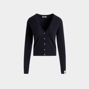 Cardigan In Navy Blue Cashmere