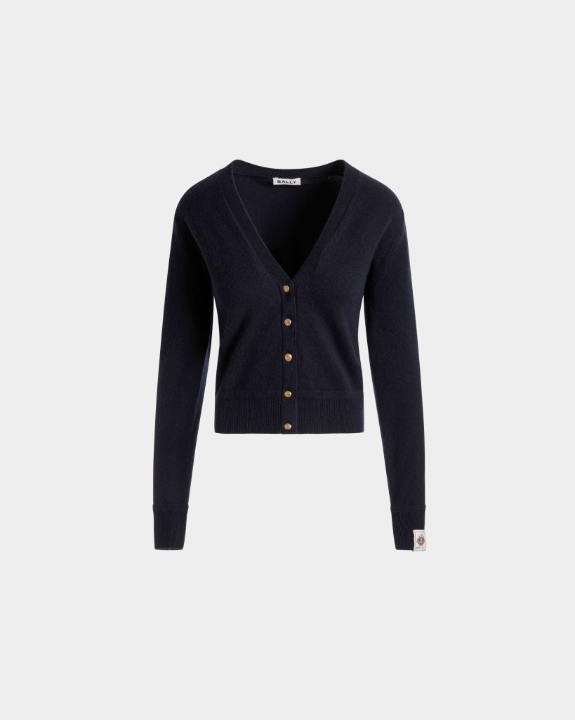 Cardigan In Navy Blue Cashmere