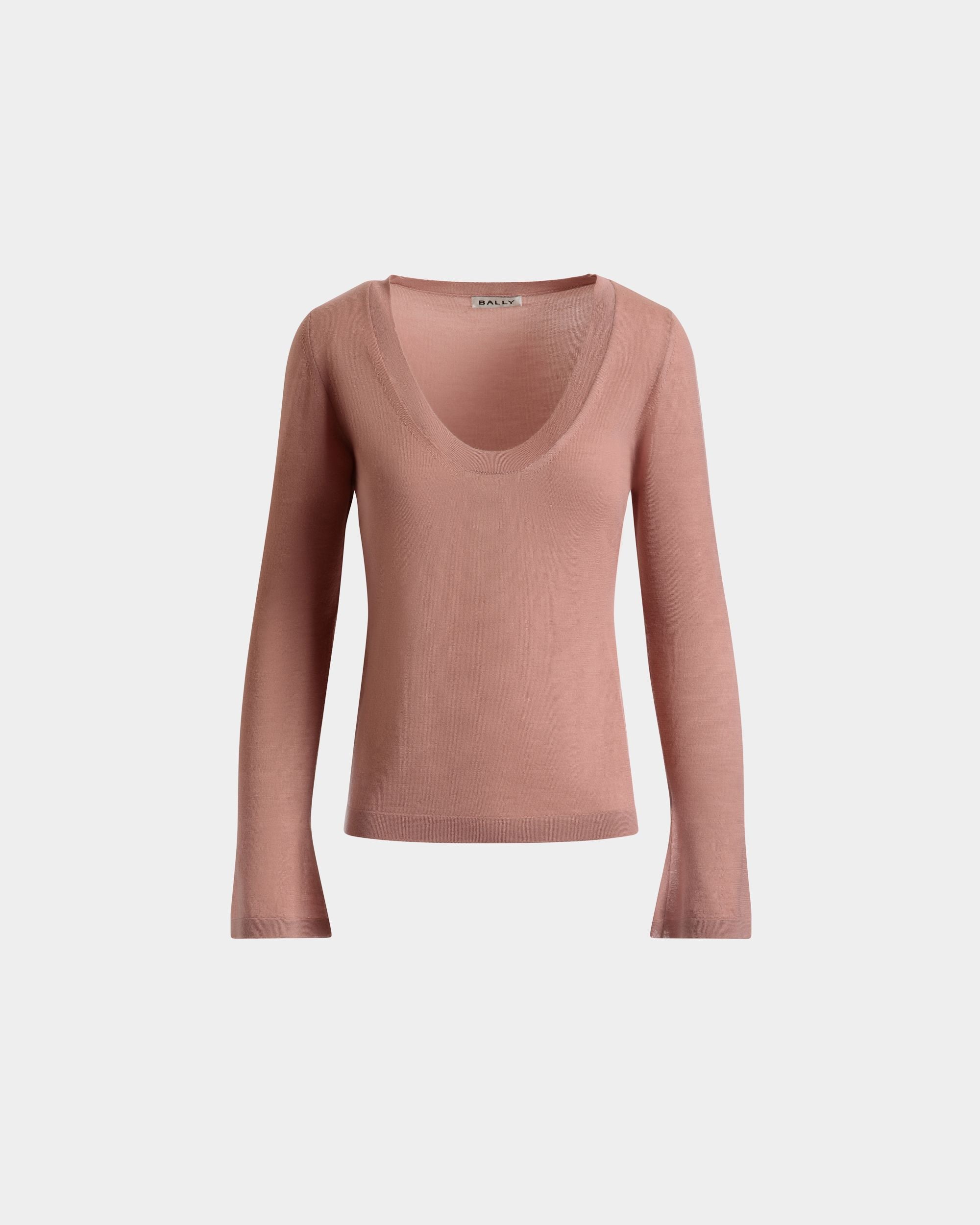 V-Neck Knit Top in Baby Pink Cashmere